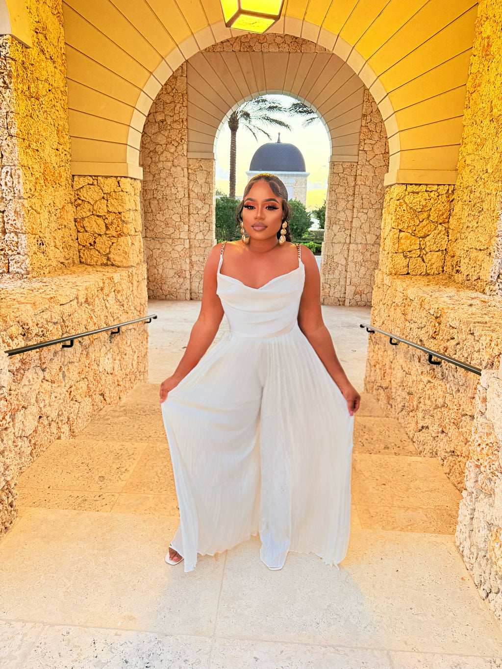 Glam Doll Pleated Jumpsuit