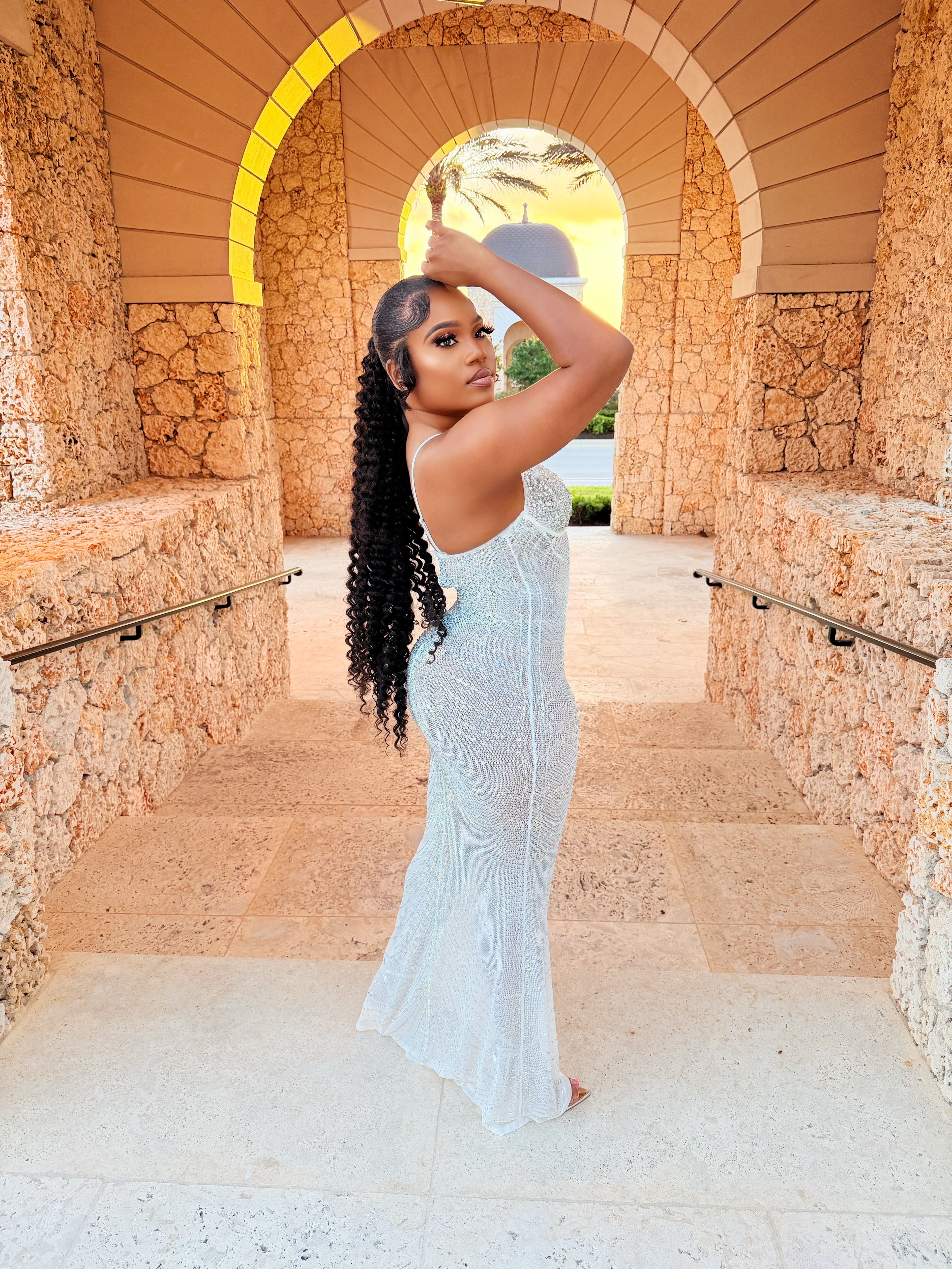 Effortless Confidence Diamanté Sheer Maxi Dress